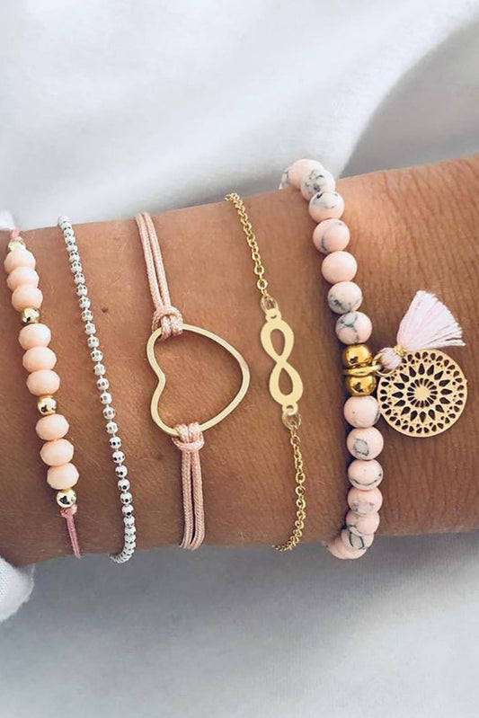Pink Marble Love Forever Dream Catcher Bracelet Set