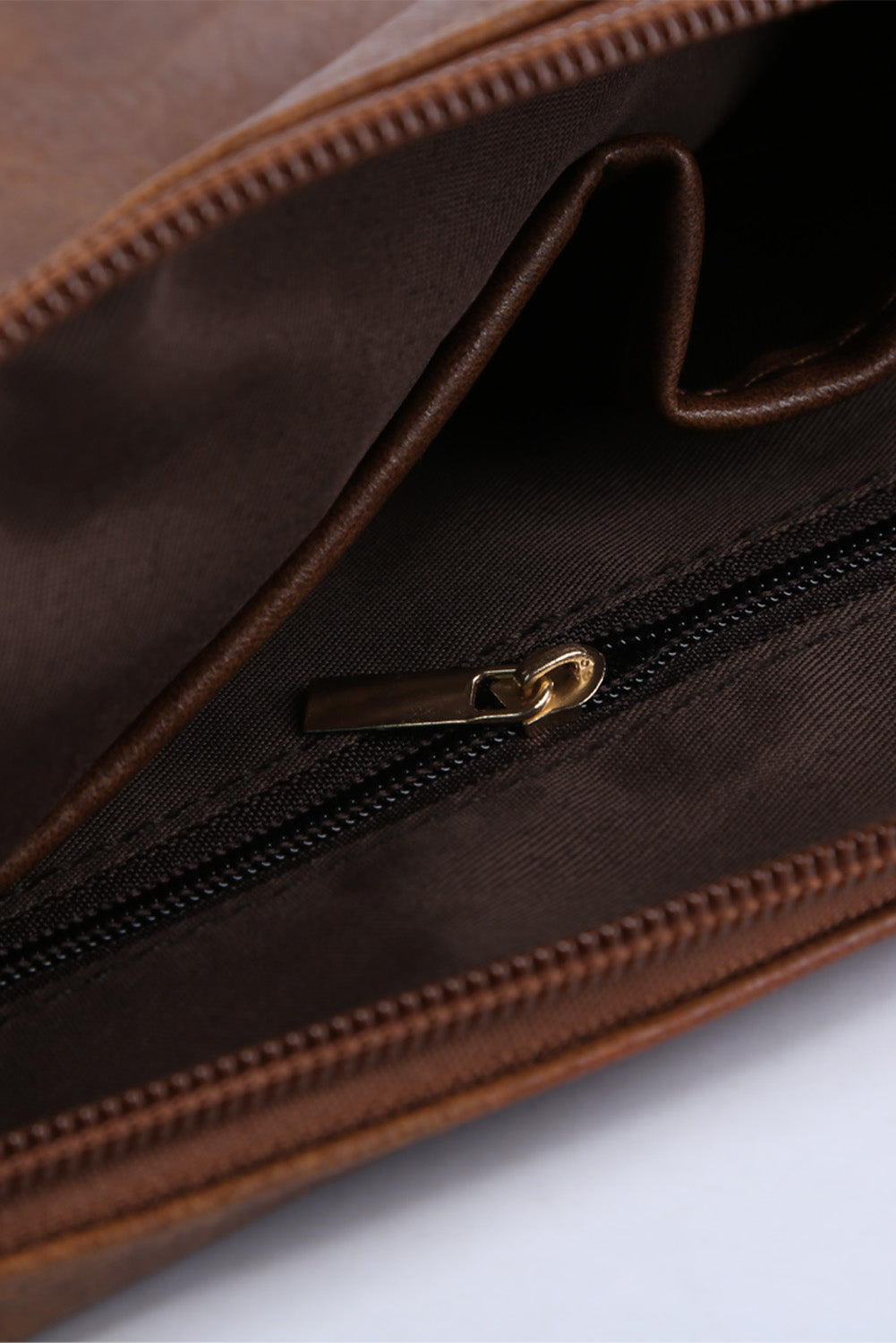 Brown Vintage Leather Oversized Clutch Bag