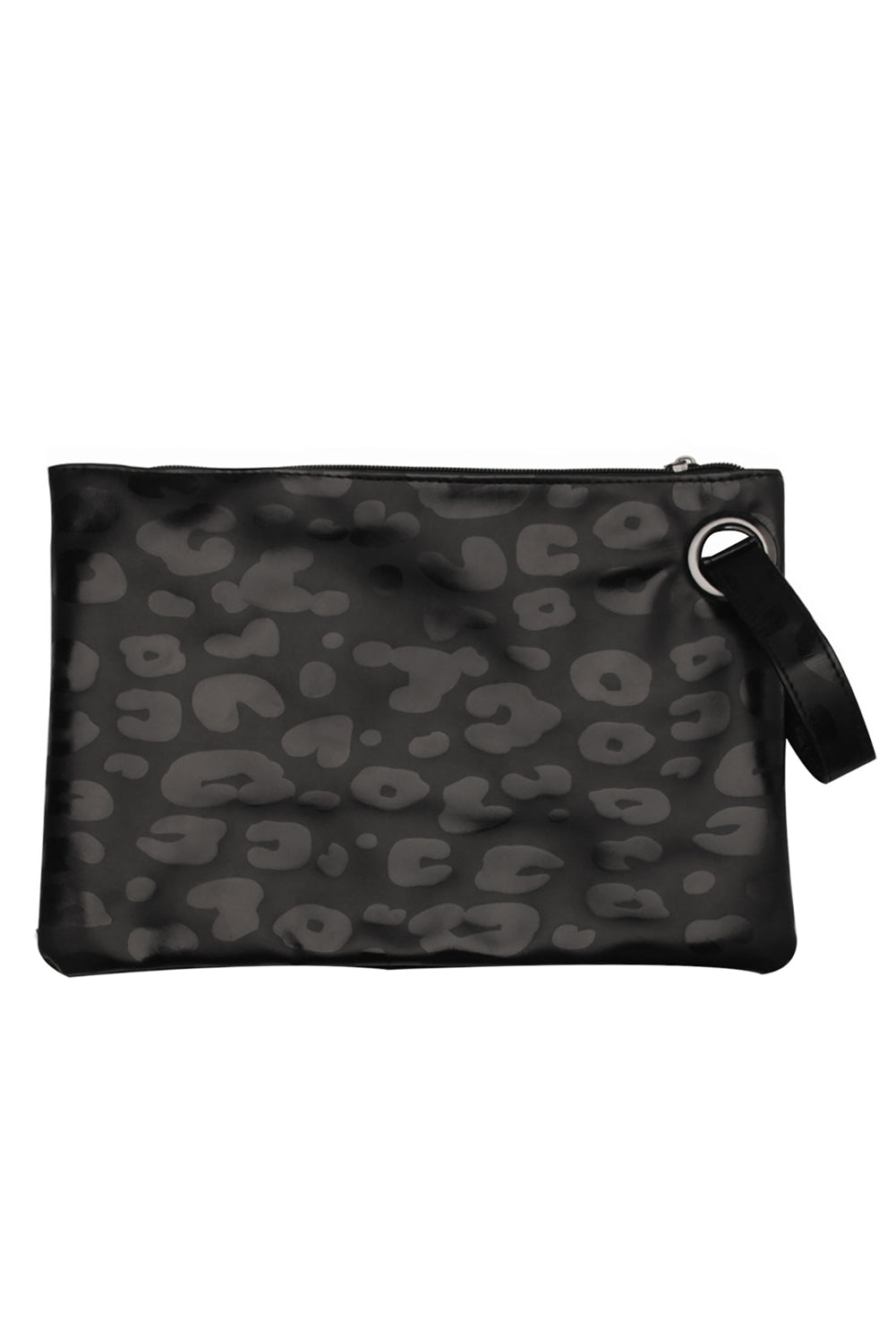 Black Leopard Print Zipper PU Leather Handbag