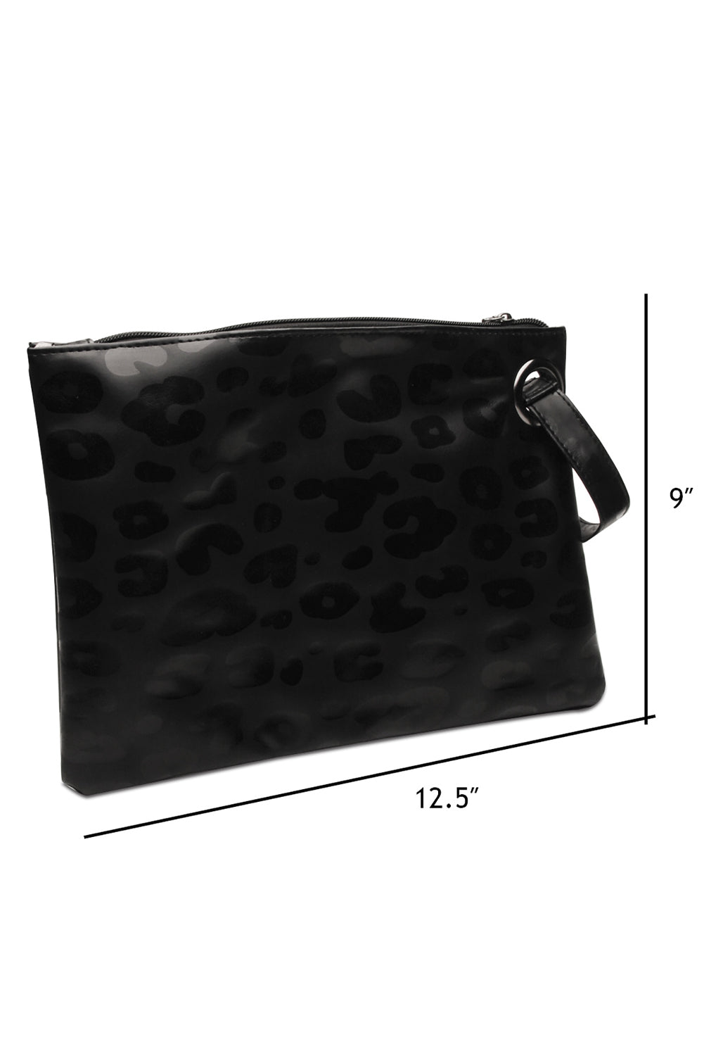 Black Leopard Print Zipper PU Leather Handbag