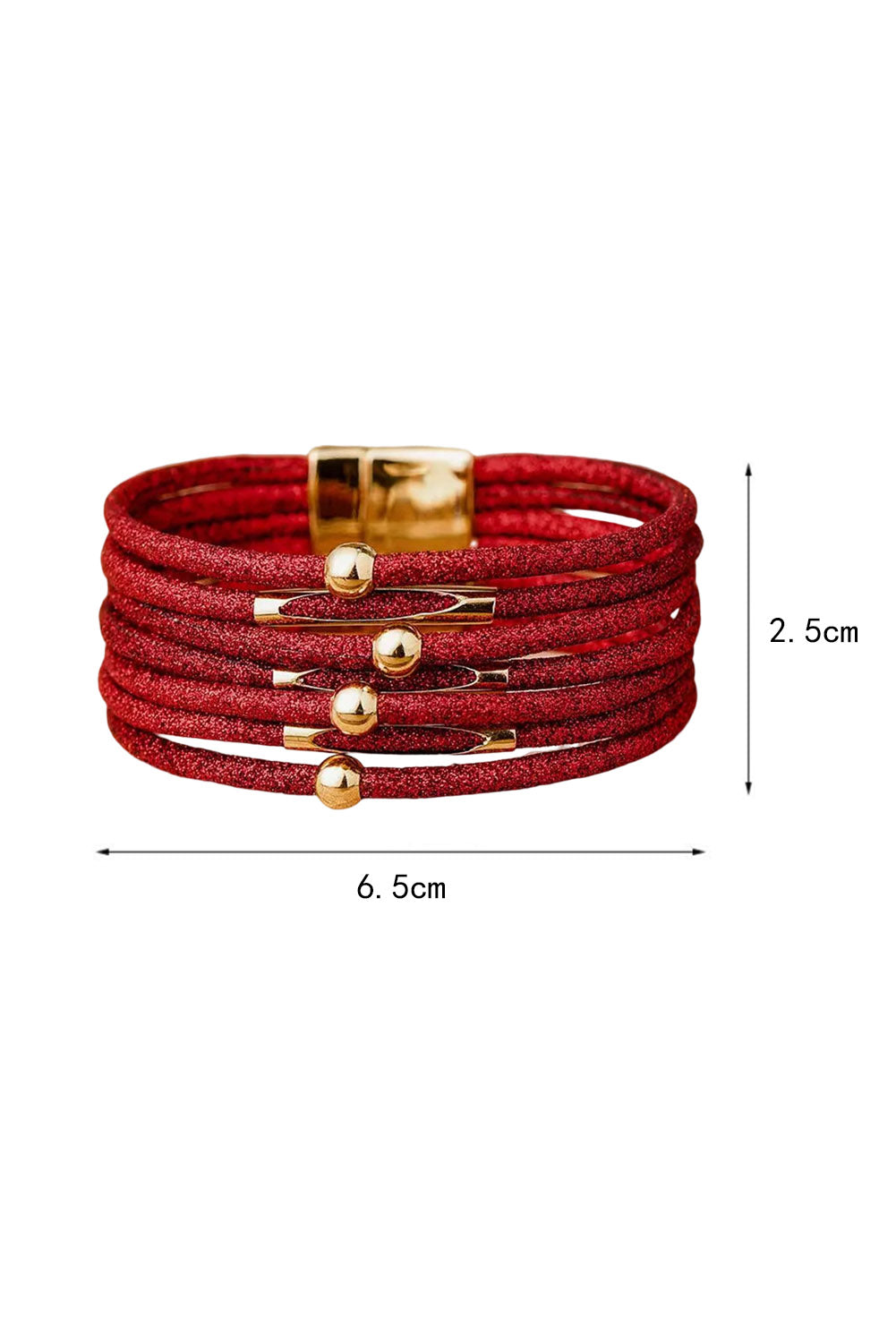 Red Glitter Beading Magnetic Buckle Bracelet