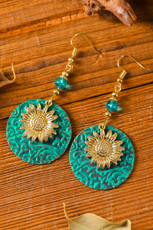 Multicolor Antique Bohemian Colored Double layer Sunflower Pattern Earrings