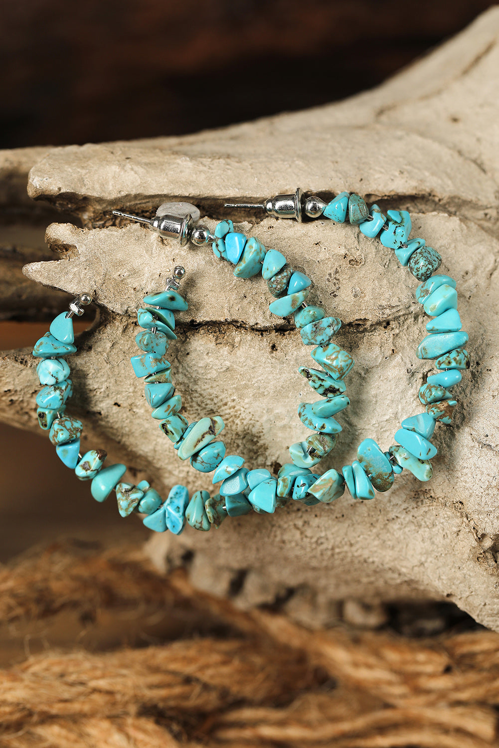 Beaded Turquoise Hoop Earrings