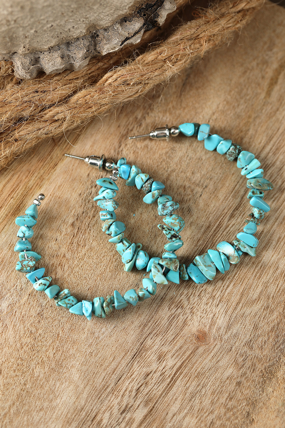 Beaded Turquoise Hoop Earrings