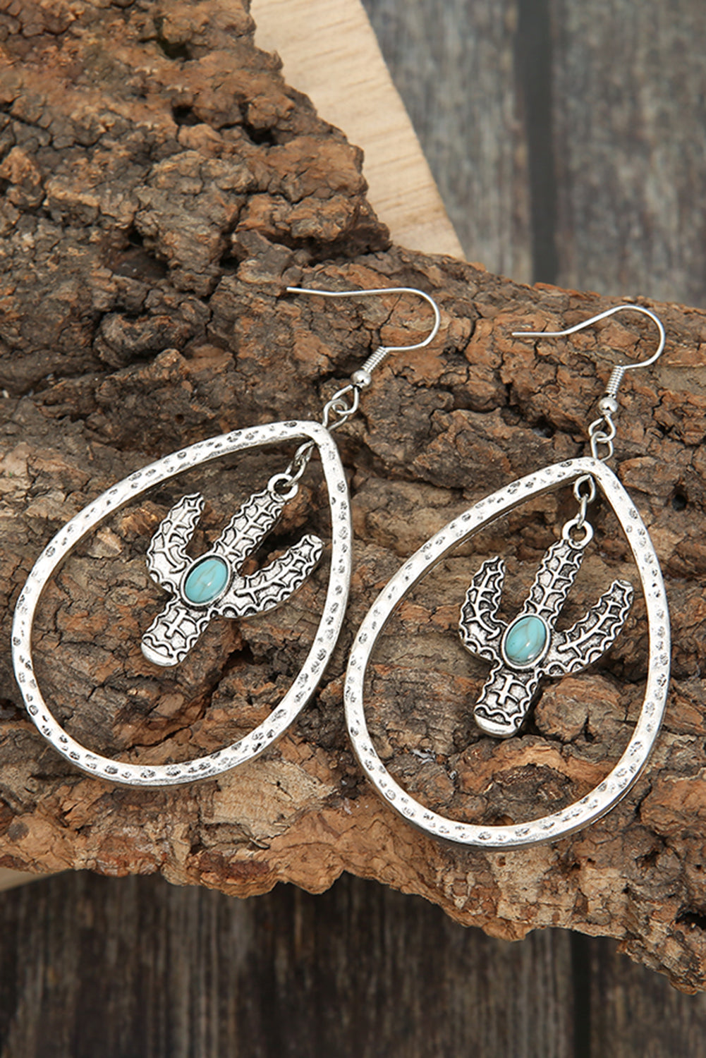 Cactus Shape Hollow-out Turquoise Drop Earrings