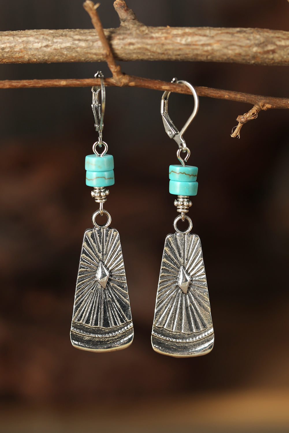 Silver Jasper Boho Style Dangle Earrings