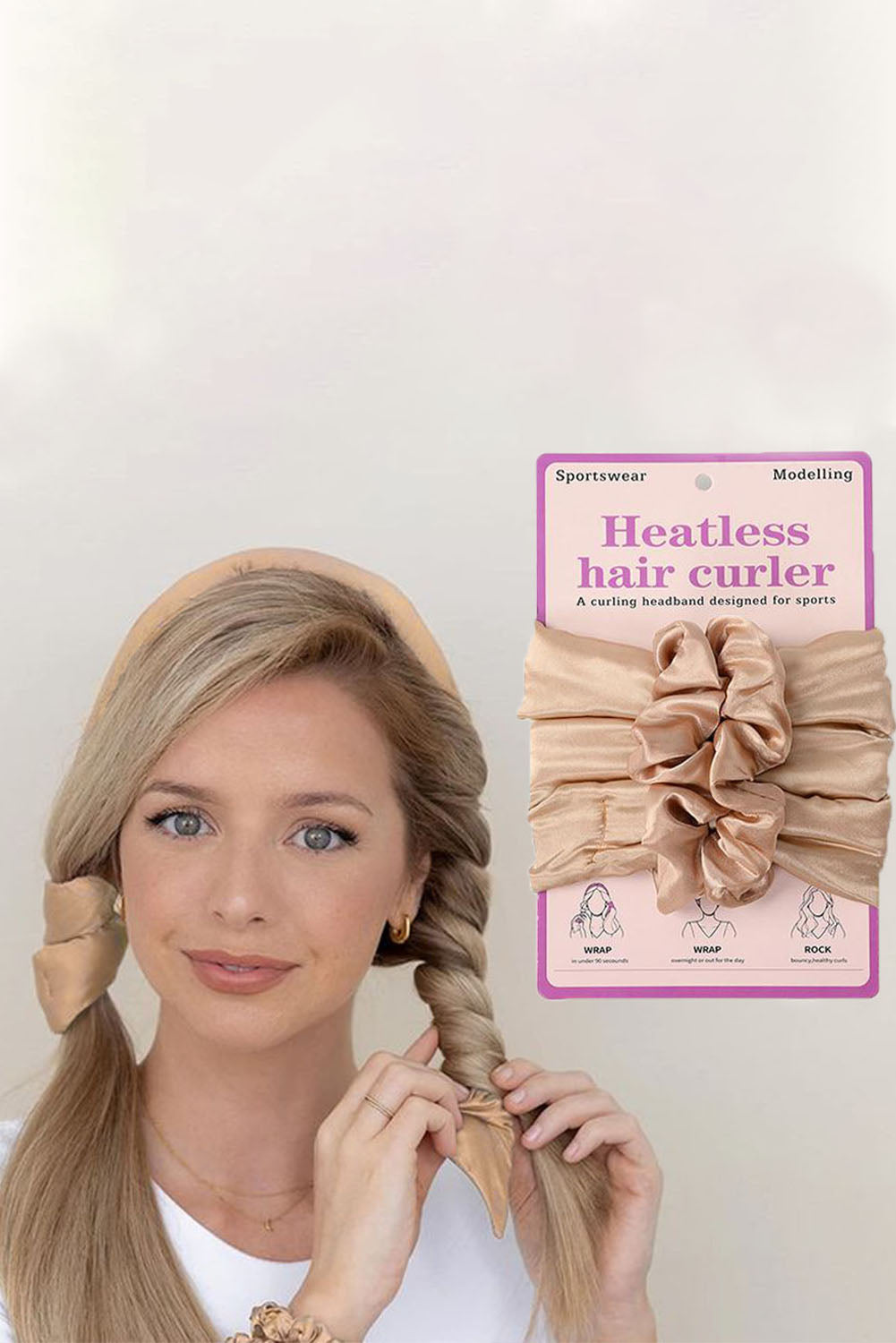 Gold Heatless Satin Curling Headband