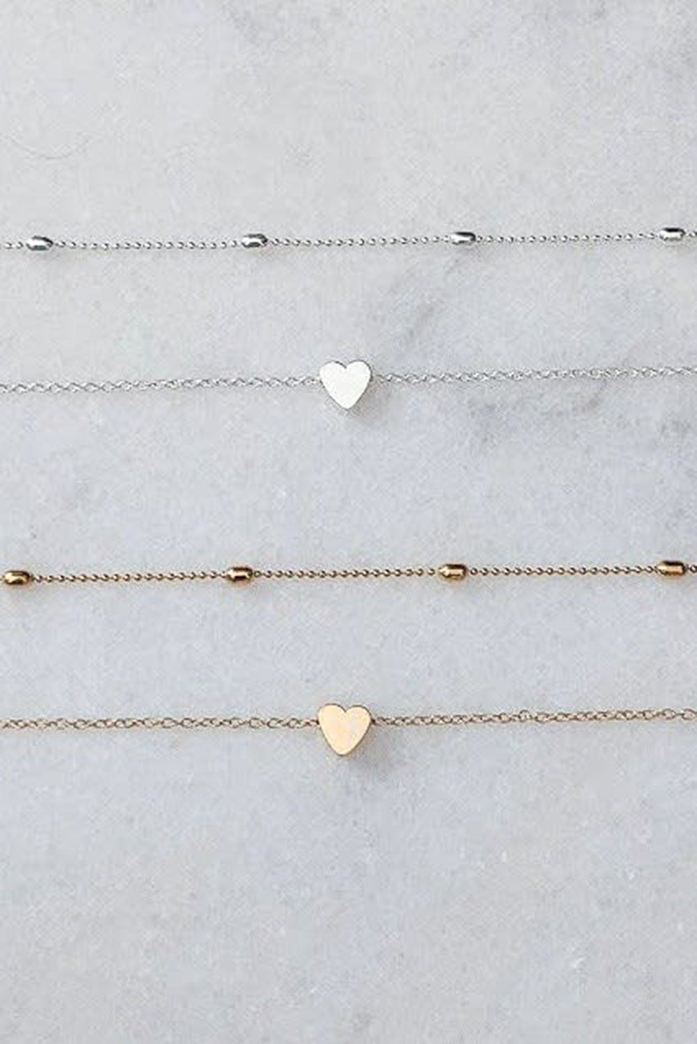 Silver Heart Shaped Layered Chain Necklace