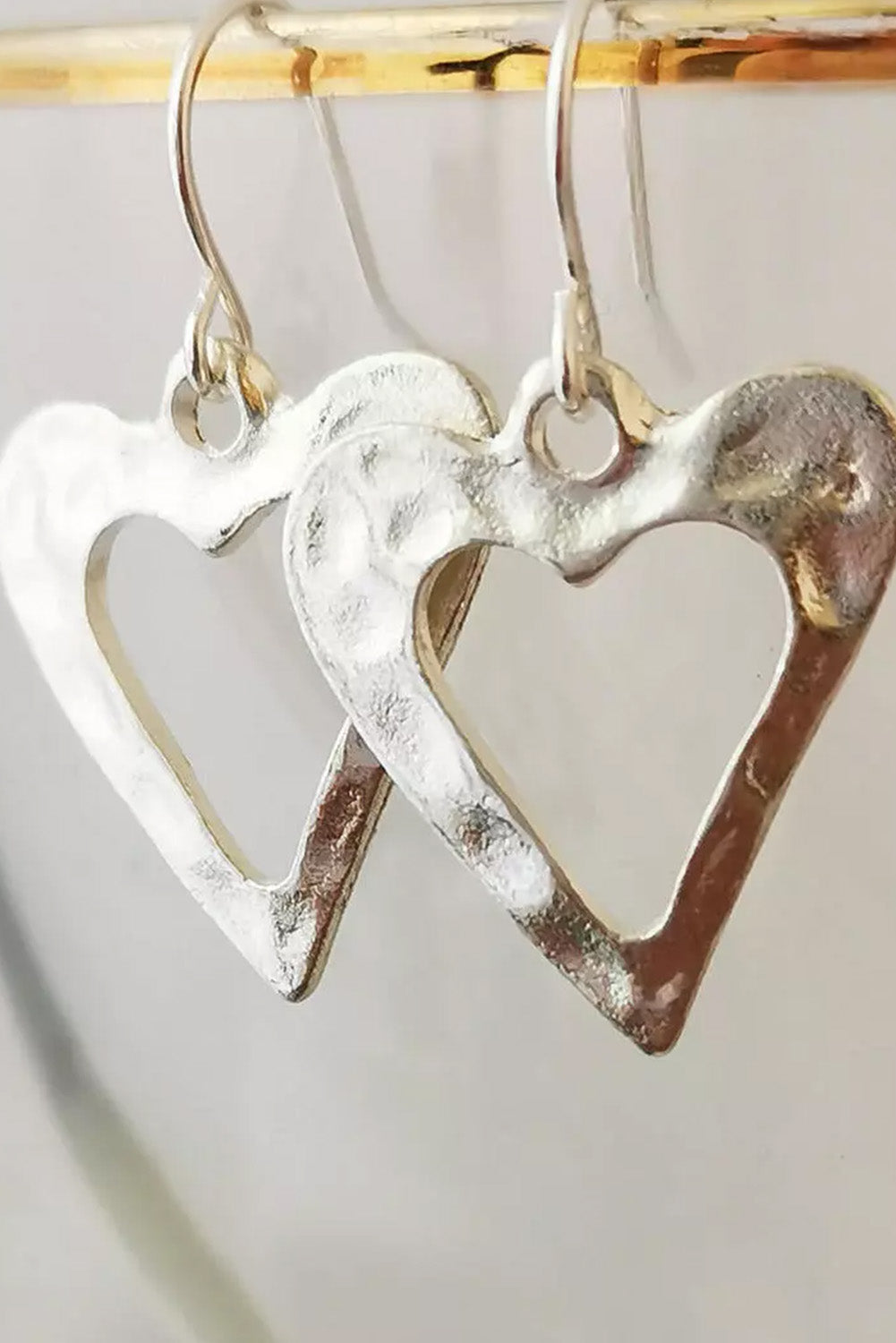 Silver Alloy Heart Shape Hollow-out Earrings