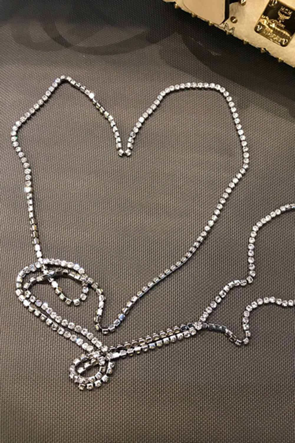 Silver Rhinestone Long Necklace