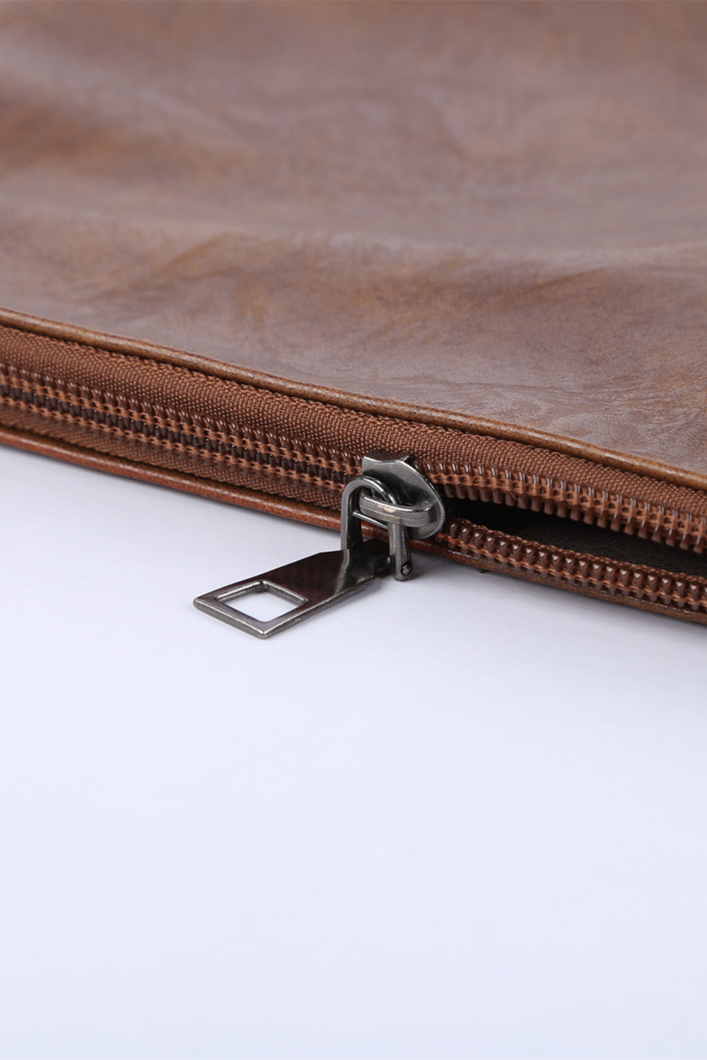 Brown Vintage Leather Oversized Clutch Bag