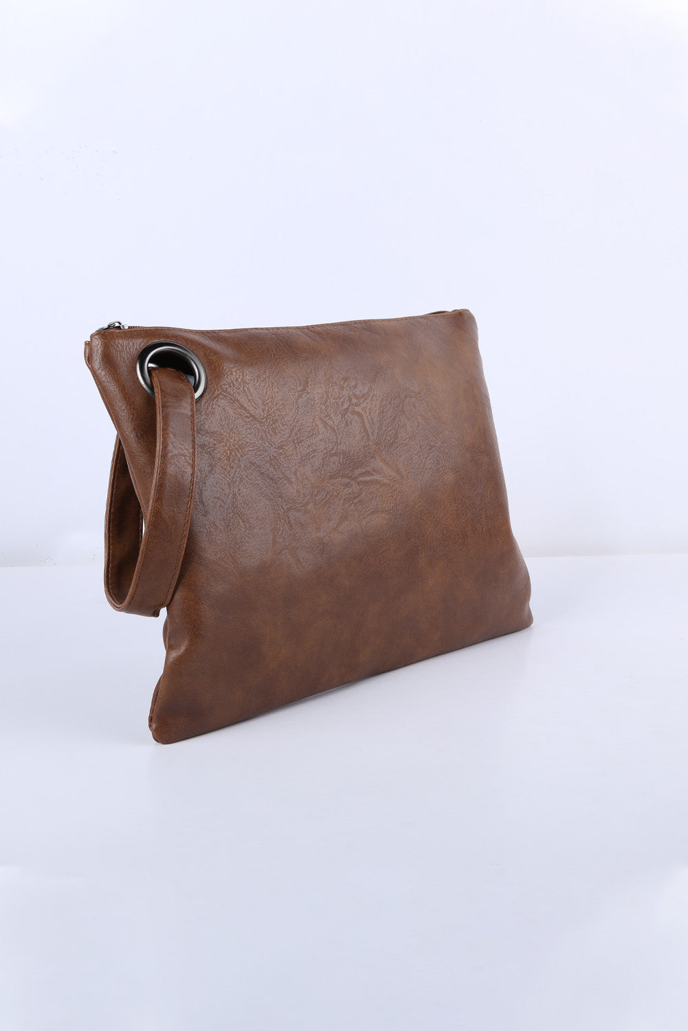 Brown Vintage Leather Oversized Clutch Bag