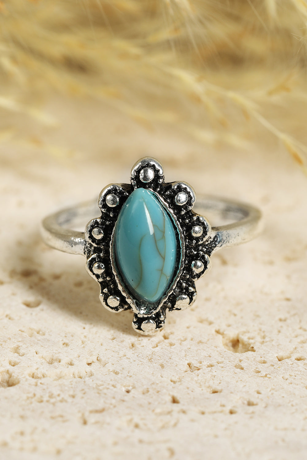 Silver Bohemian Vintage 8pcs Turquoise Rhinestone Ring Sets