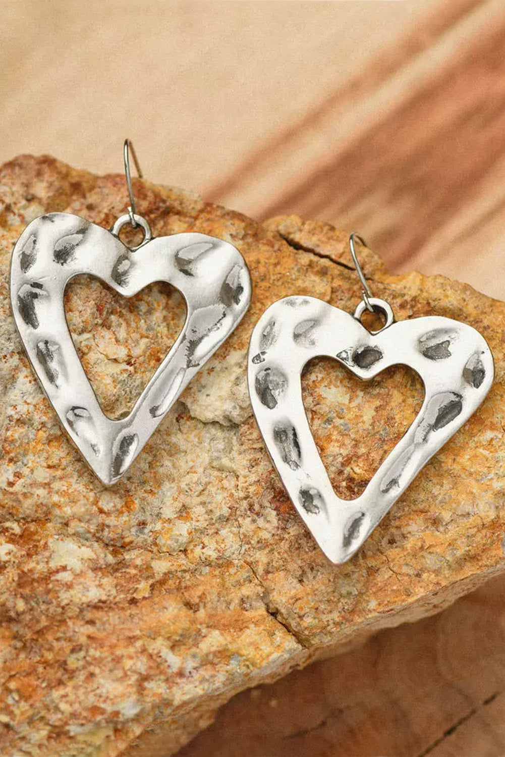 Silver Alloy Valentine's Day Heart Shape Hollow-out Earrings