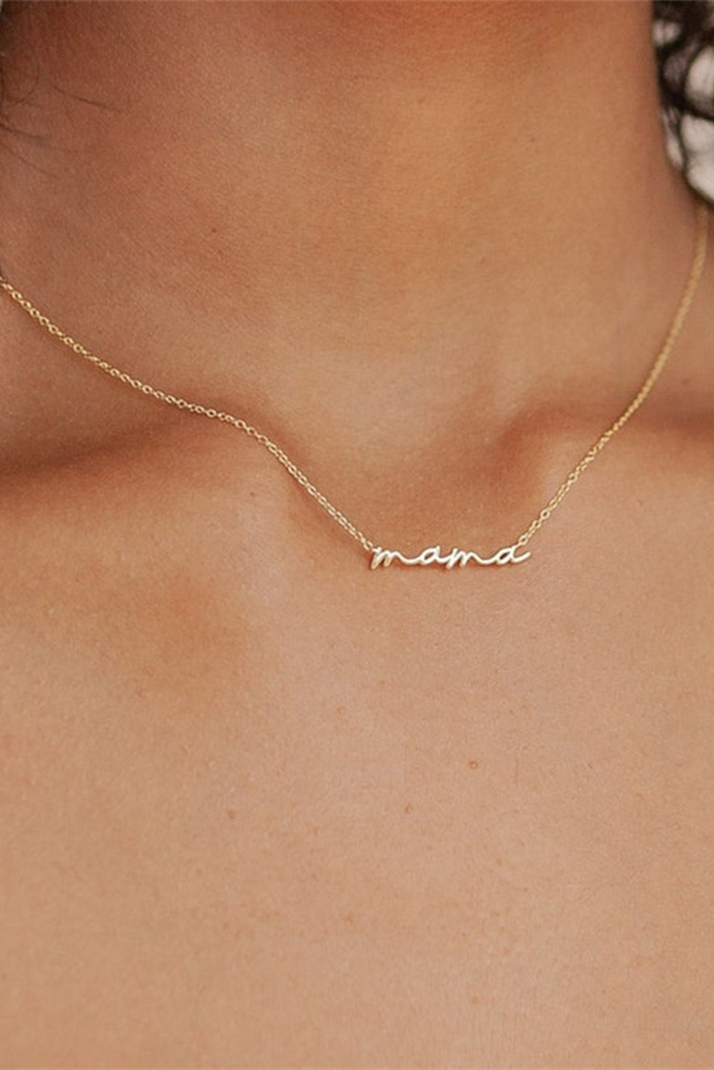 Gold Tiny Mama Script Necklace