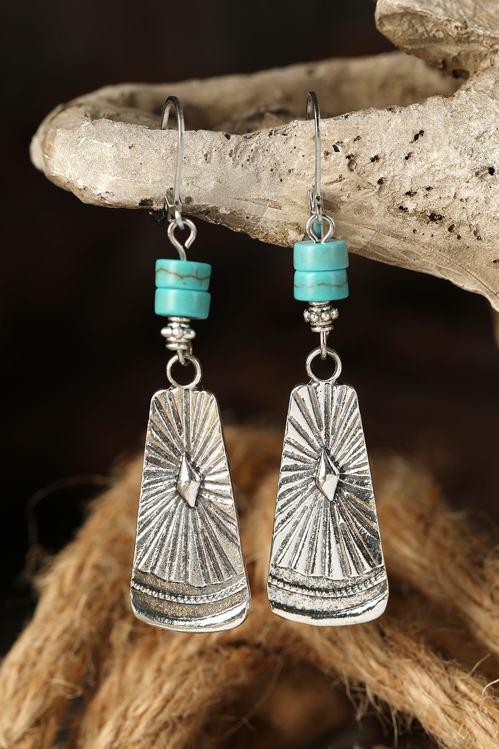 Silver Jasper Boho Style Dangle Earrings